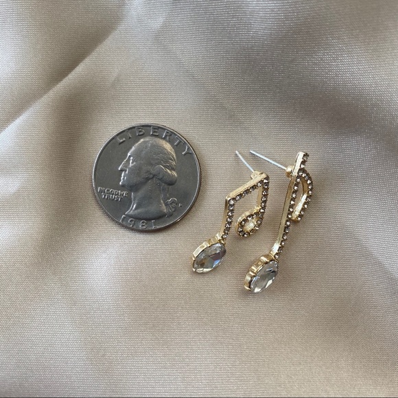 🎵💕Last one 💙Music Symbol Stud Earrings Rhinestone - Picture 5 of 13
